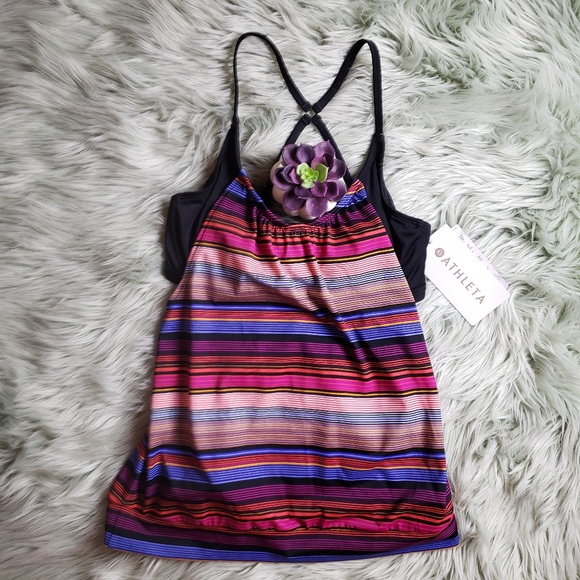 Athleta Other - Nwt athleta capri stripe blousy tankini swim top